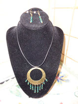 Kette, Ohrringe bronze Malachitgrün S - 094