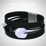 CUBE armband - 3 cubes Black/White shiny