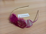 Diadema fiesta rosa pluma