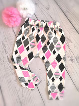 Hose Raute pink/schwarz