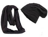 Shenky Schal und Mützen Set Kringel Schwarz