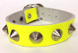 Lederarmband neongelb mit Nieten