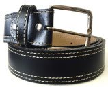 Businessledergürtel 4cm breit starke Naht schwarz