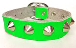 Lederarmband neongrün mit Nieten