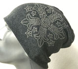 Jersey Beanie grau mit Blume