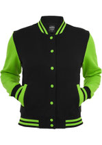 Urban Classics Collegejacke 2-tone schwarz limegreen neongrün