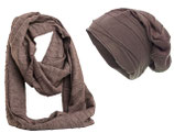 Shenky Schal und Mützen Set Kringel Braun
