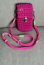 Gehäkelte Handytasche Pink