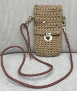 Gehäkelte Handytasche Karamell