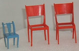 Pair Red & One Baby Blue Plastic chair