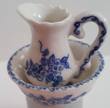 Blue & White Patterned Porcelain Jug & Washbowl