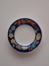 Ceramic White Plate with Blue Surrounding Floral Decor