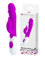 PRETTY LOVE Vibratore Stimolatore Vagina e Clitoride PETER in Silicone Impermeabile Viola con 2 Motori e 30 Vibrazioni |6603BI0722|