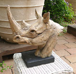 Nashorm Dekofigur Skulptur Altholz Optik