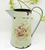 Große Dekokanne mit Rosenmotiv in antik grün