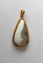 Silver Gold Chalcedony Natural Stone Pendant - LTR01