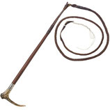 15007..08-26 Hetzpeitsche Leder umnäht, mit echter Hirschhorn-Krücke