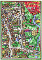 A4 Town map, Giclee print.