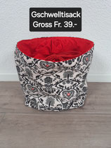 Gschwelltisack Gross Scherenschnitt Weis, Rot