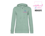 Damen HoodieJacke - Premium - mintlight mit neonpink