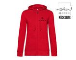 Damen HoodieJacke - Premium - rot mit schwarz