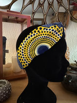 Headband Wax fond bleu cercles jaune