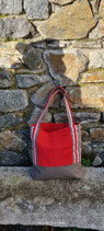 Sac toile transat bordeaux /gris anthracite doublé toile de jouy