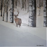 Hirsch im Winterwald