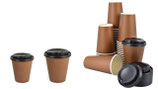 KIT 500 bicchieri coffe to go 250 ml 8 oz con 500 coperchi in ps  con beccuccio , colore avana e nero