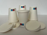 NEW 2026 100 bicchieri carta 12oz (300ml/350ml) bianchi +100 coperchi in cartoncino con foro a scomparsa per bere