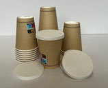 NEW 2026 100 bicchieri carta 12oz (300ml/350ml) avana +100 coperchi in cartoncino con foro a scomparsa per bere