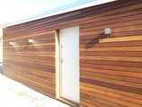 Cumaru, Rhombusleisten, 25x90x3950 mm, 30° Schräge, Kanten gerundet, gehobelt -