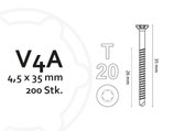 Terrassenbohrschraube für Alu-Unterkonstruktion, 4,5x35 mm, V4A, TX20, 200 Stück pro Packung