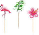 Flamingo Palmen Picks 7,5 cm Holz 20 Stück