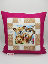 Patchwork-Kissenhülle lustige Tiere