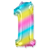 Zahlenballons XXL - ca. 90 cm hoch - Ballonfarbe: Flex pastel Regenbogen - geeignet für Luft oder Helium - unbefüllt