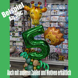 Ballonzahl - befüllt mit Helium - beschwert mit einem Ballongewicht - "Ballonfarbe grün - dunkelgrün"- ca. 100 cm hoch