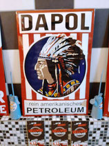 Dapol Petroleum Emaille Schild Bastler Werkstatt Halle Indianer Emaileschild