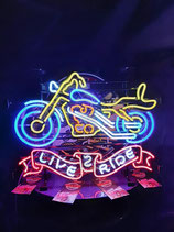 Motor-Bike US Neon Werbung Reklame Messe Event Motorrad Shop Deko Licht