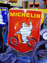 Michelin Männchen auf dem Fahrrad  XXL Emaileschild Wand Deko Oldtimer Garage