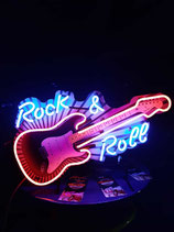 Rock & Roll Gitarre Neon US Reklame Gitarren Laden Geschäft Eyecatcher