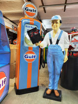 Gulf Tankwart-Gasoline GFK Figur Skulptur Tankwart Deko Statue Resin