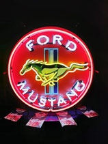 Ford Mustang USA Neon Werbung Schild Reklame (Gelb) Auto Garage Halle Deko