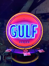 Gulf USA Neon Deko Leuchtwerbung Oldtimer Werkstatt Licht Kult Reklame