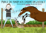 Plaque chiens en laisse hors des prés