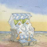 Kunstdruck: Zwei Möwen im Strandstuhl