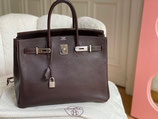 Hermès Tasche Birkin 35 Chevre Chocolat SHW