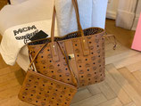 MCM Tasche Liz Shopper Visetos cognac + Pochette neuwertig