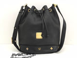 MCM Matchsack Leder schwarz gold