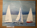 Bild mit Segelbooten in Acrylfarben gemalt 90x70 | Großes Bild